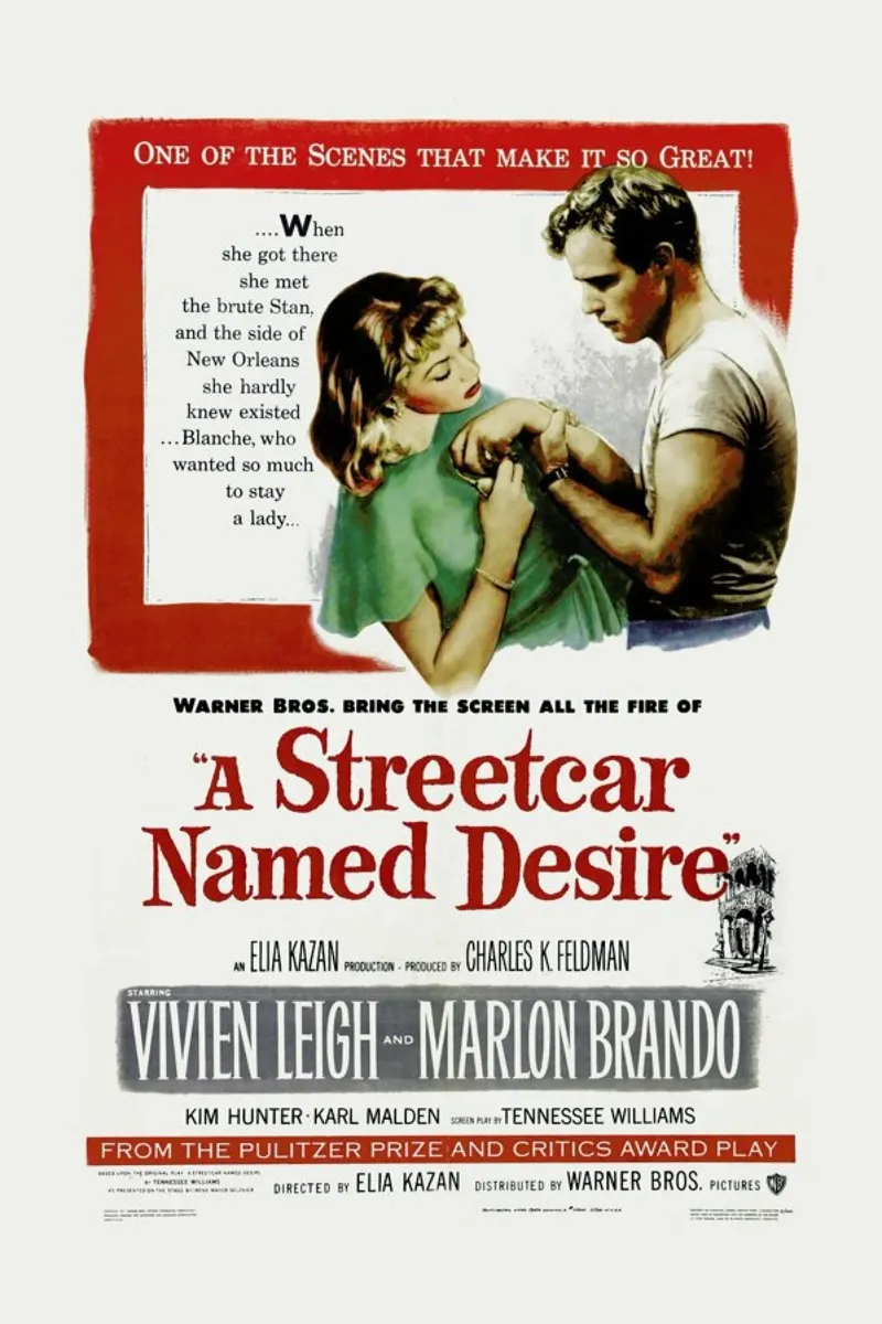 ‘A Streetcar Named Desire’ Retro Movie Poster poster con telaio in legno da Gallery Print and Art Limited
