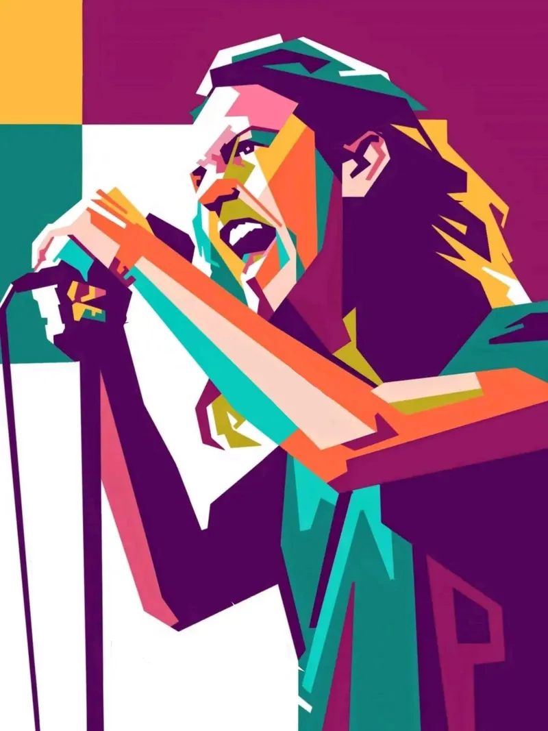 Ritratto pop art di Eddie Vedder pellicola backlit da Hantamrata