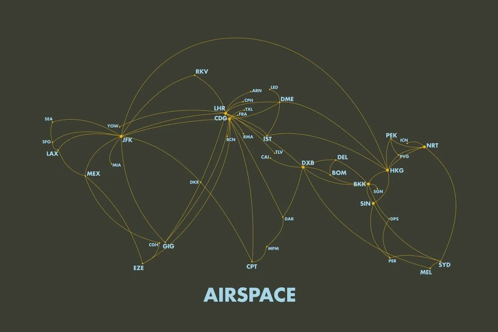 Airspace Map Dark pellicola backlit da Marc Schulthess