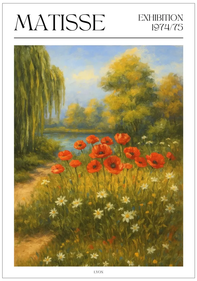 Henri Matisse inspiriertes Poster – Mohnblumen im Sommer poster con telaio in alluminio da typealive