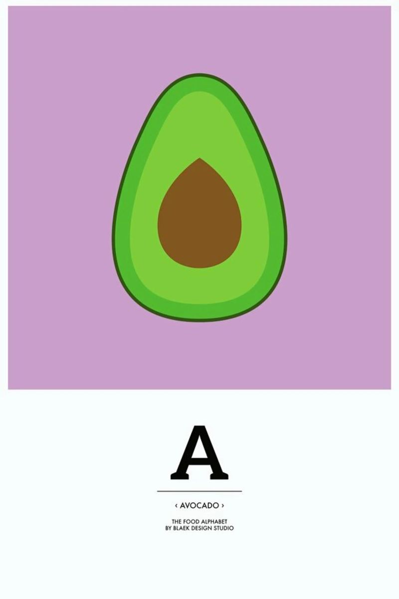 „The Food Alphabet“ - A like Avocado poster by BLAEK Design Studio