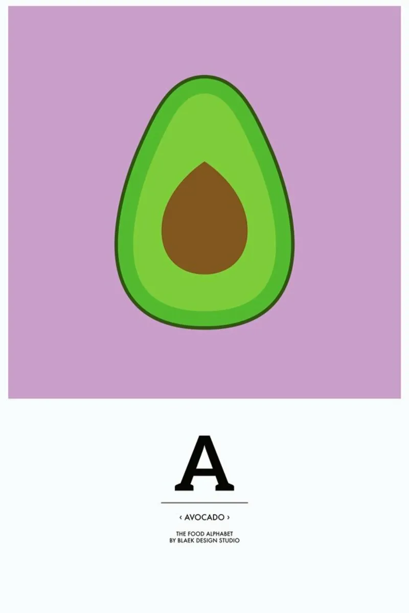 „The Food Alphabet“ - A like Avocado pellicola backlit da BLAEK Design Studio