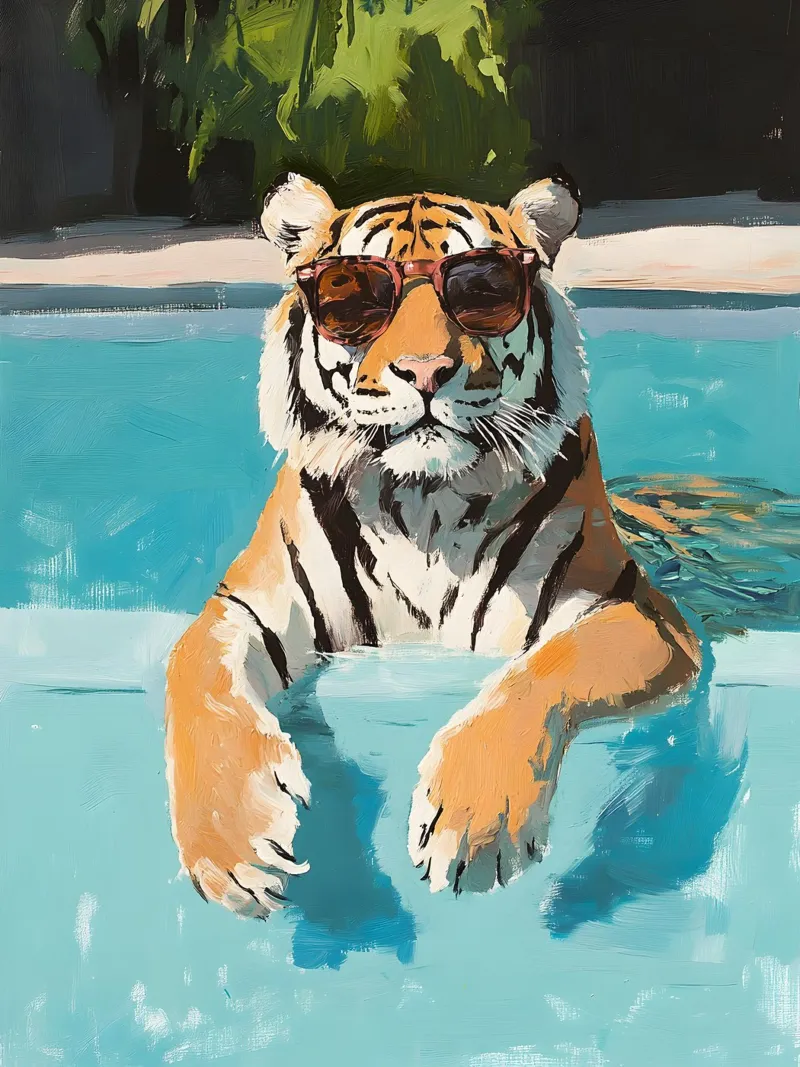 Chilling Tiger by the Pool pellicola backlit da Gypsy Galleria