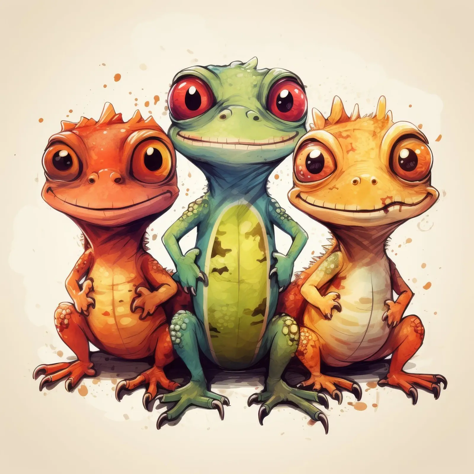 Retro Funny Cute Geckos Cartoons poster de Funny Animals