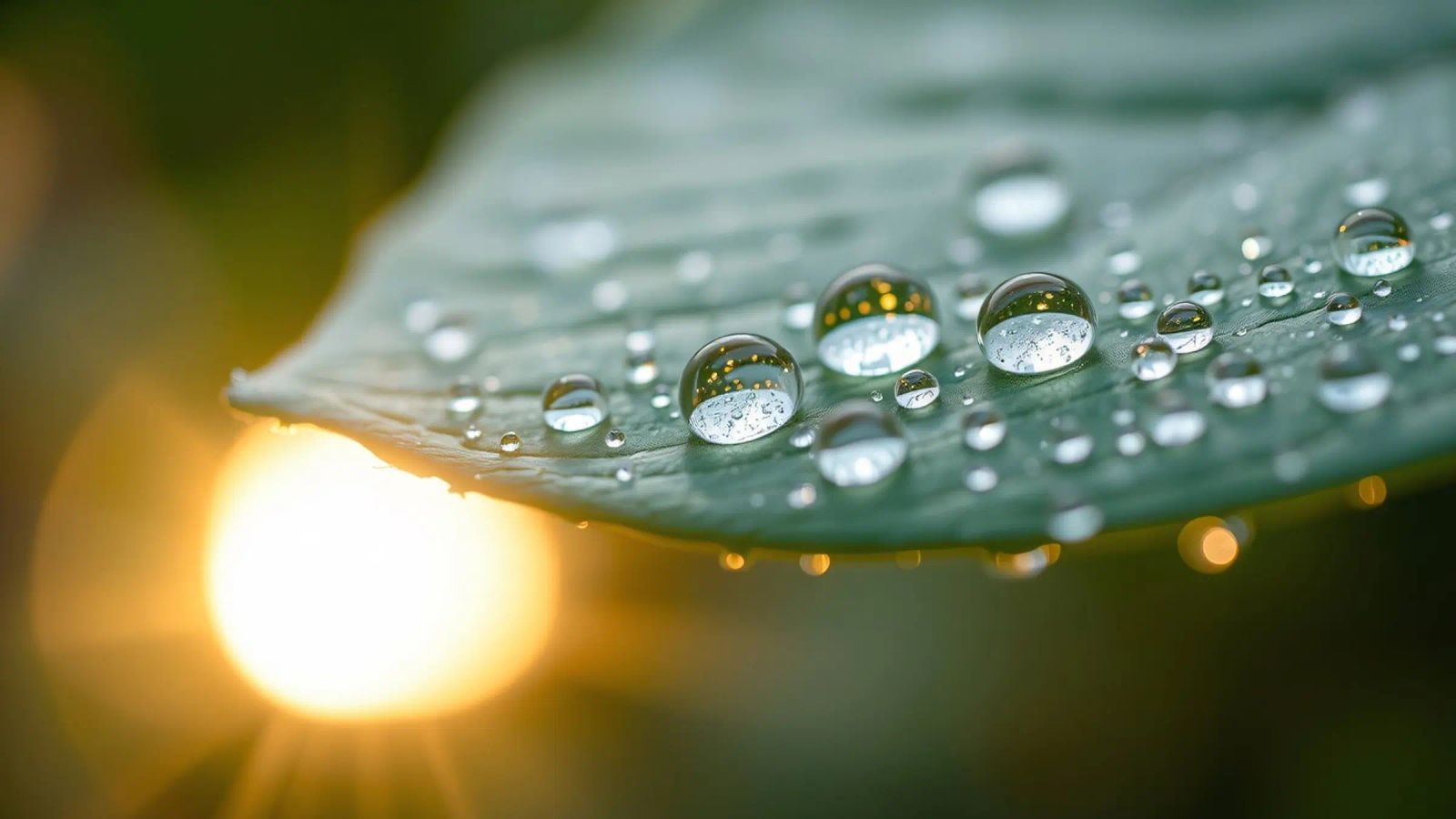 Vue rapprochée de gouttelettes d'eau sur une feuille verte poster de DesignDoodle