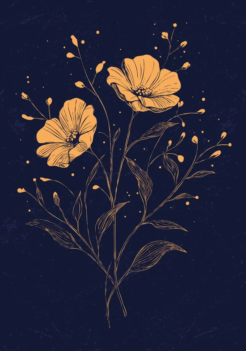 Golden poppies on a deep blue background canvas by pixelbull - medieval art and more