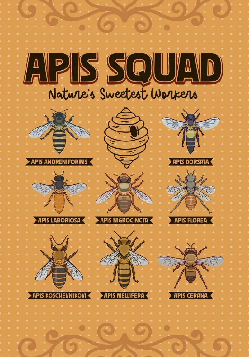 Apis Squad - Api da miele poster con telaio in plastica da pixelbull - medieval art and more