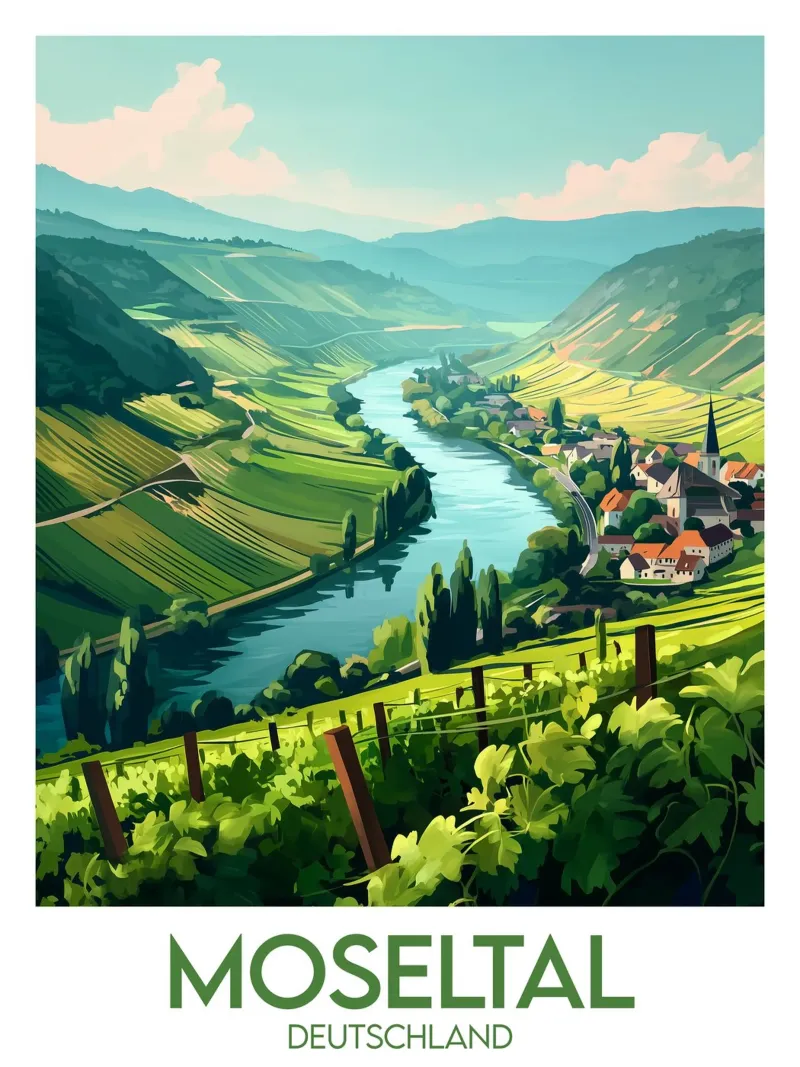 Affiche moselle tela con Cornice a cassetta da Frame the World