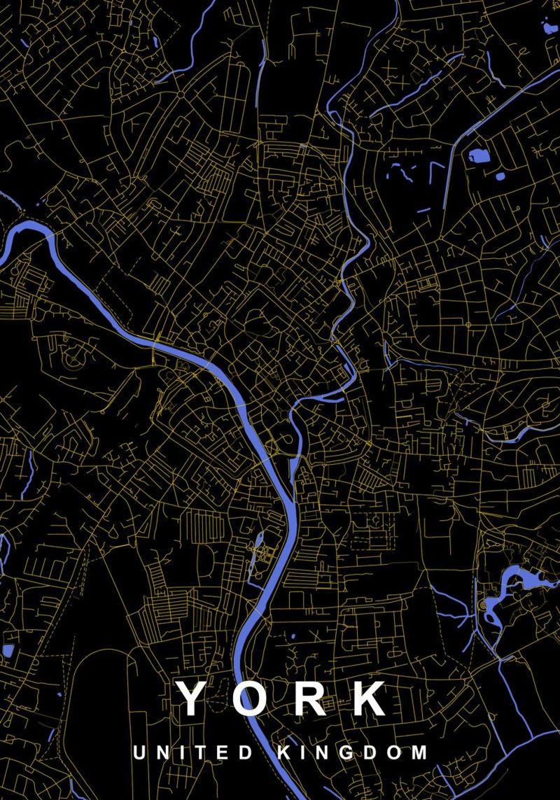 York UK City Map Black and Gold poster by Cartographers Library