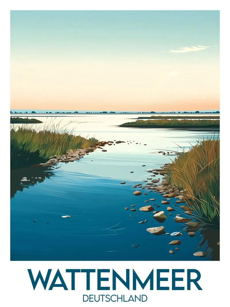 Poster wattenmeer tela con Cornice a cassetta da Frame the World