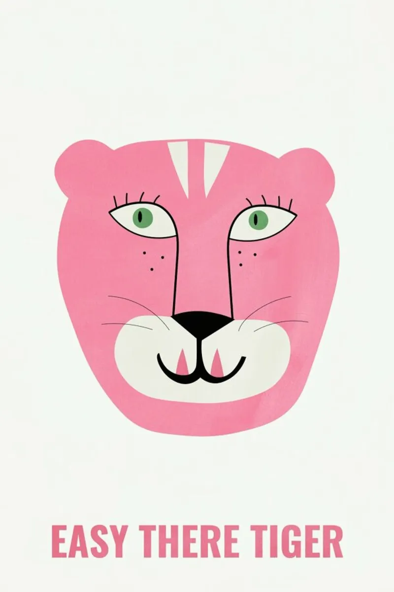 Pink Cat tela con Cornice a cassetta da Little Flourishes