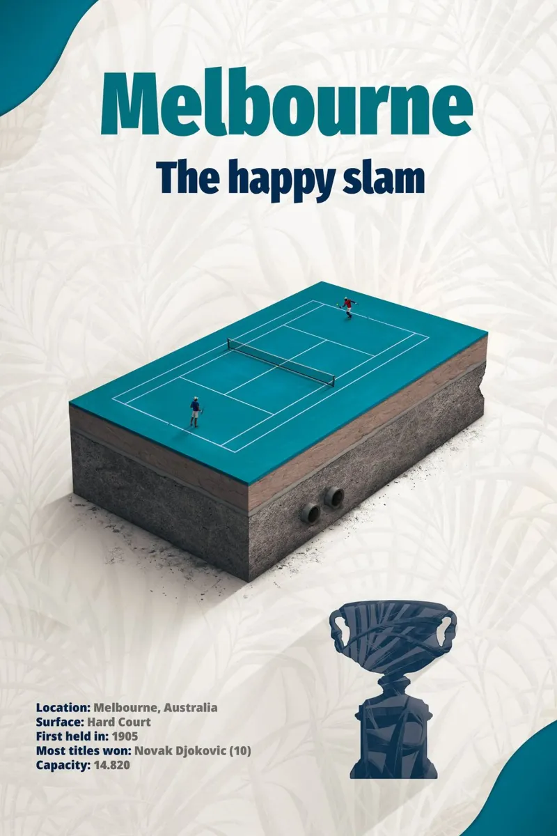 Tennis - Australian Open poster con telaio in legno da athlete.art