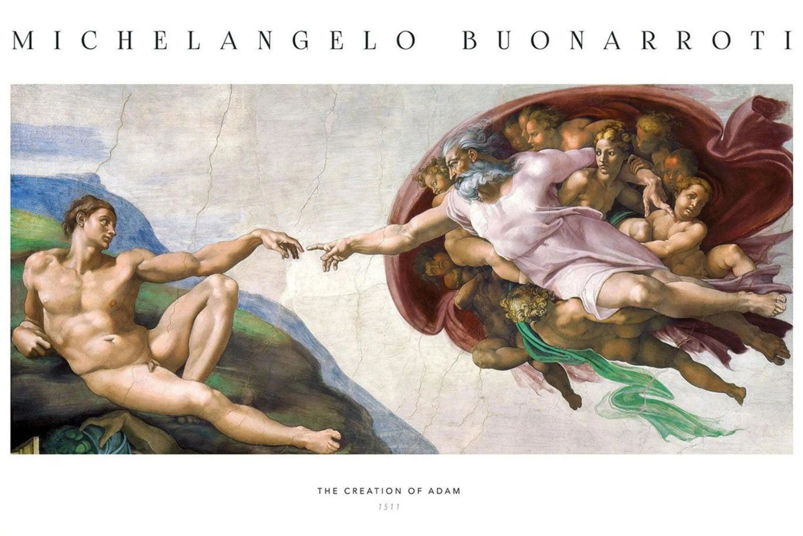michelangelo - The Creation of adam pellicola backlit da Trending Art Company