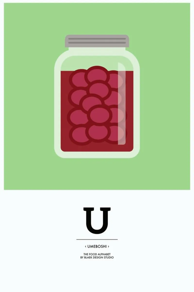 „The Food Alphabet“ - U like Umeboshi pellicola backlit da BLAEK Design Studio
