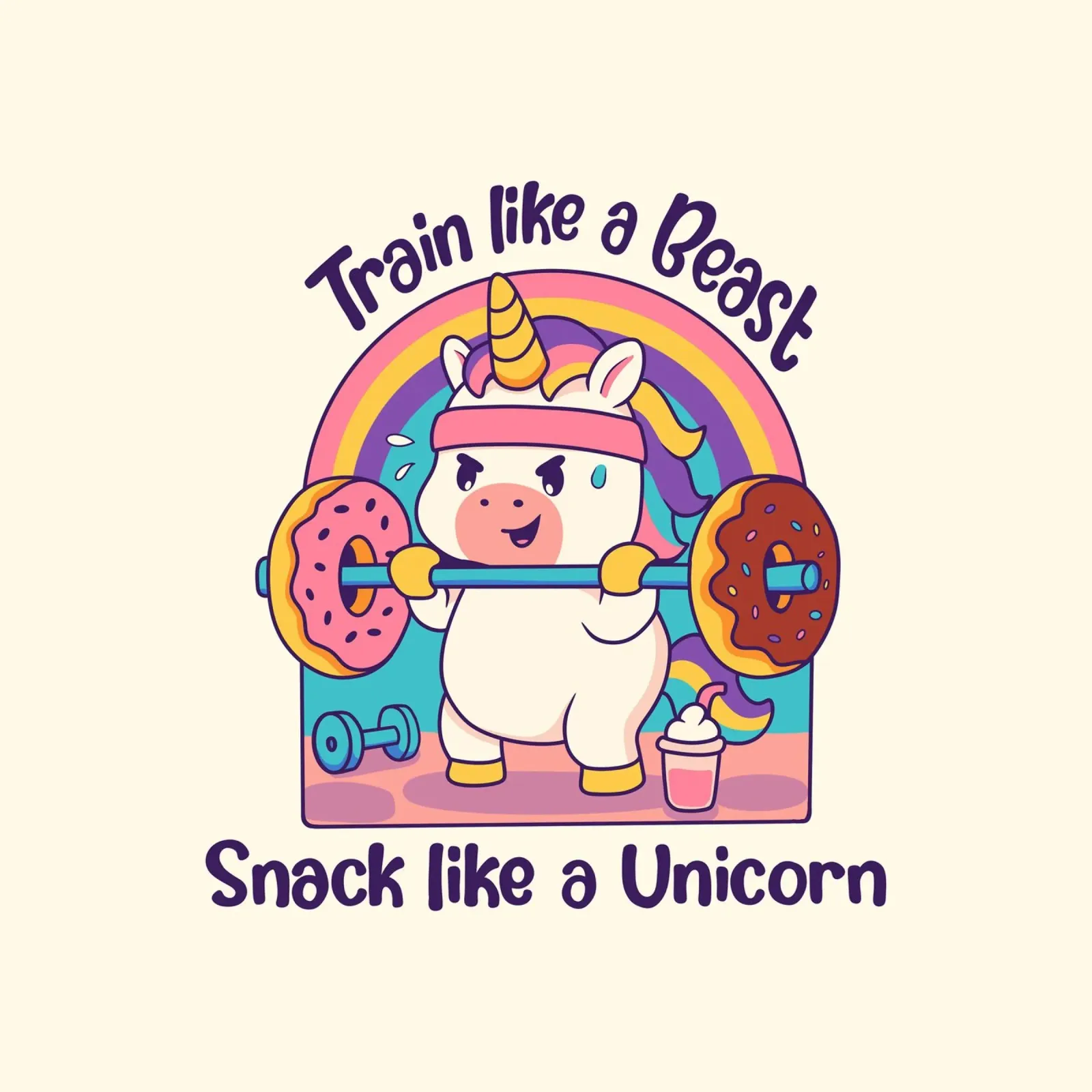 Entrena como una bestia, merienda como un unicornio metacrilato de Loobs