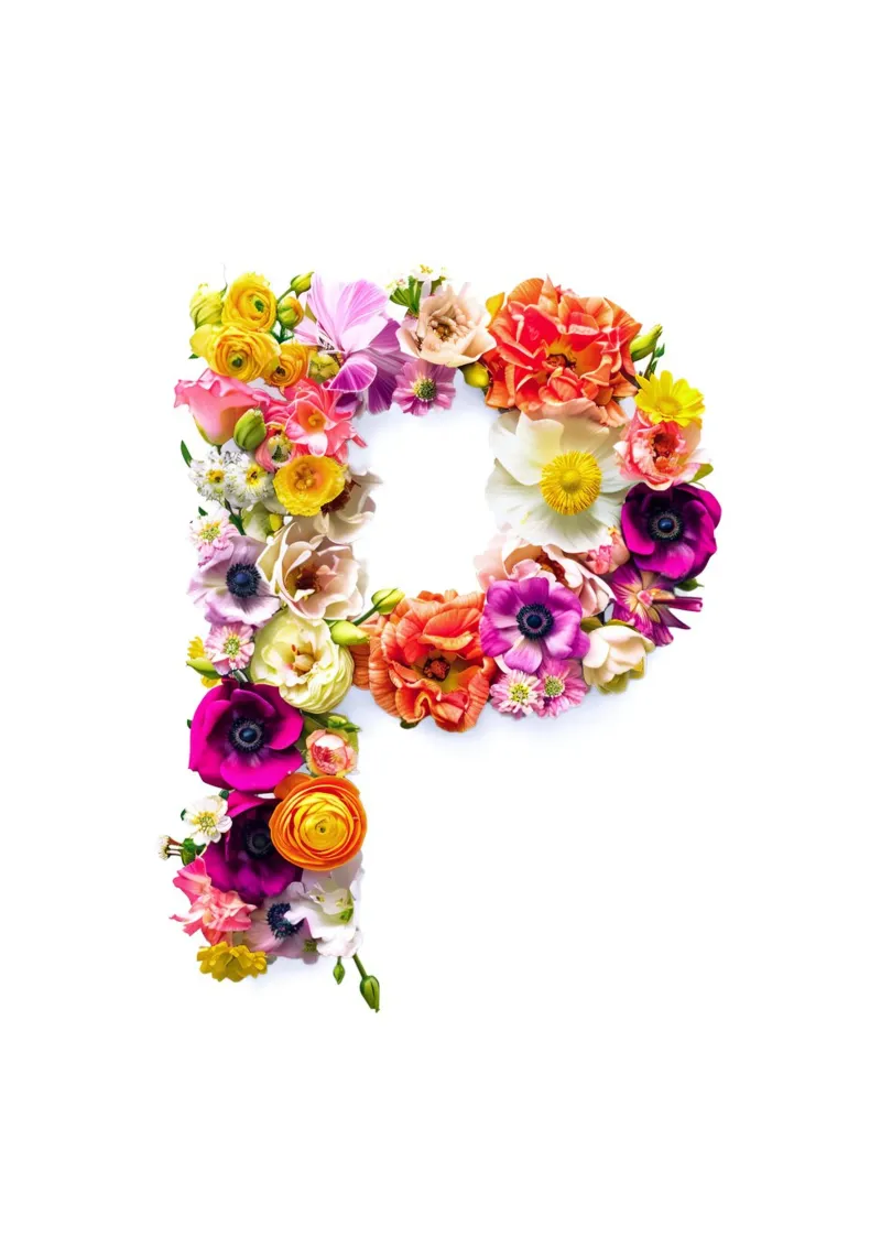 Bloemen letter P canvas met Baklijst van My Tiny Home