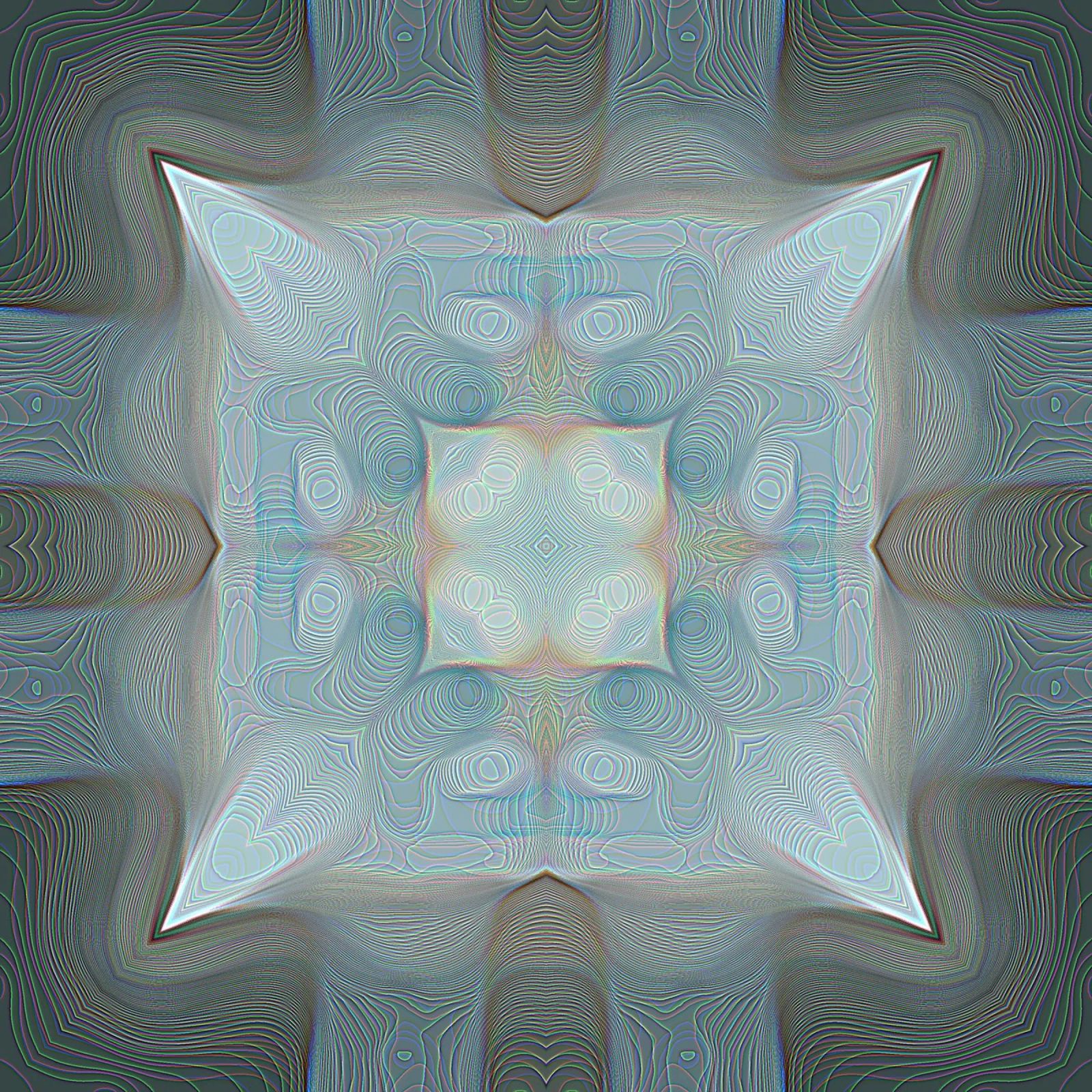 4 Ecken Kaleidoskop mit Linien gemusterte Formen, bläulich Hahnemühle von Gürsel Yesil Digital Art
