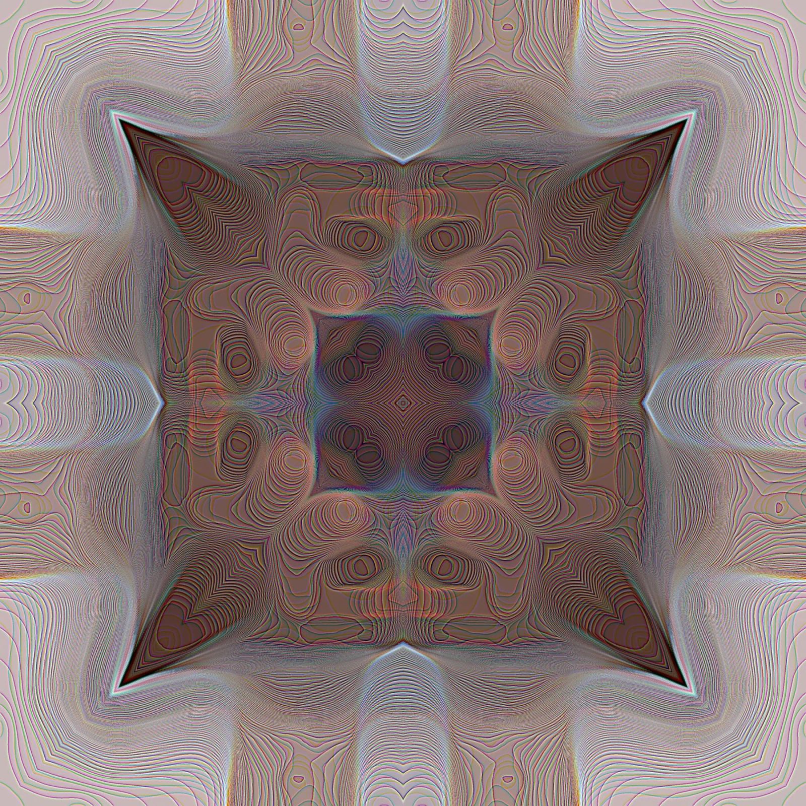 4 Ecken Kaleidoskop mit Linien gemusterte Formen in rotbraun Hahnemühle von Gürsel Yesil Digital Art