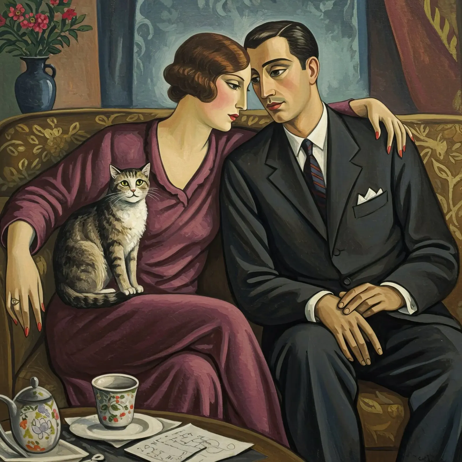 Man en vrouw canvas met Baklijst van Art Center
