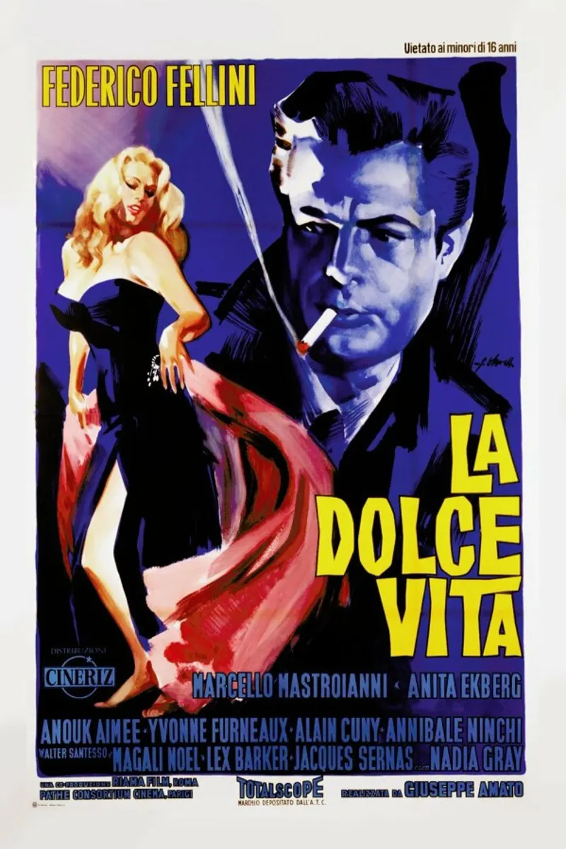 ‘La Dolce Vita’ Retro Movie Poster carta hahnemühle da Gallery Print and Art Limited