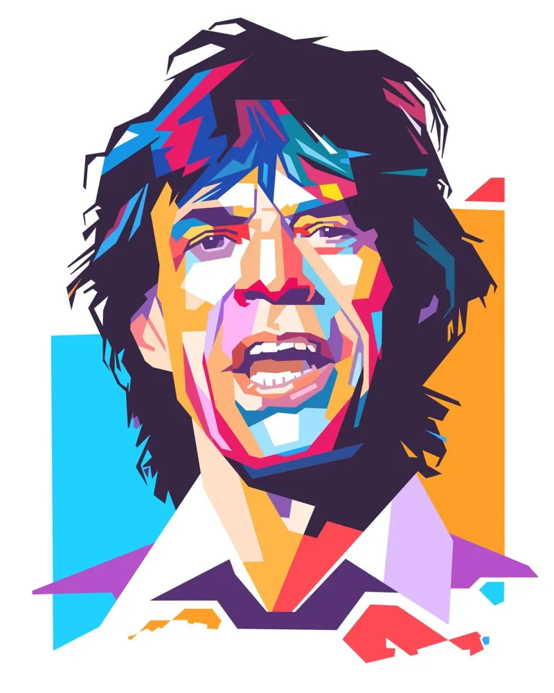 Ritratto pop art di Mick Jagger pellicola backlit da Hantamrata