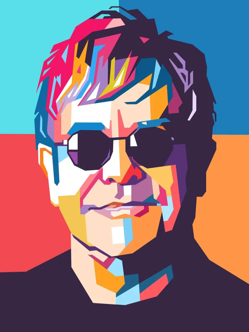 Elton John colorful pop art portrait canvas by Hantamrata