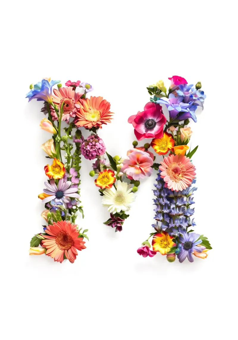 Lettre fleur M poster avec cadre en plastique de My Tiny Home