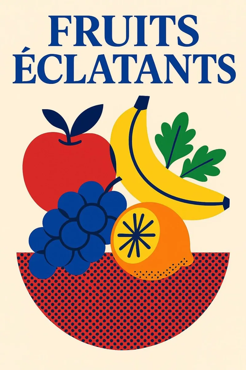 Fruits Éclatants - Il gusto del sole in una versione poster con telaio in alluminio da Pop and Fruits - Affiches & posters