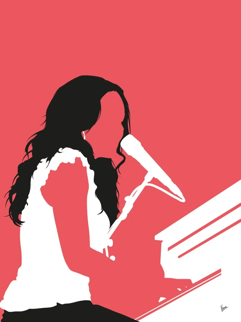 No252 Norah Jones canvas met Baklijst van Iconic Rockstars