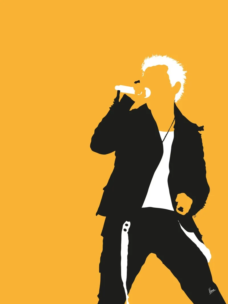 No284 Billy Idol poster con telaio in legno da Iconic Rockstars