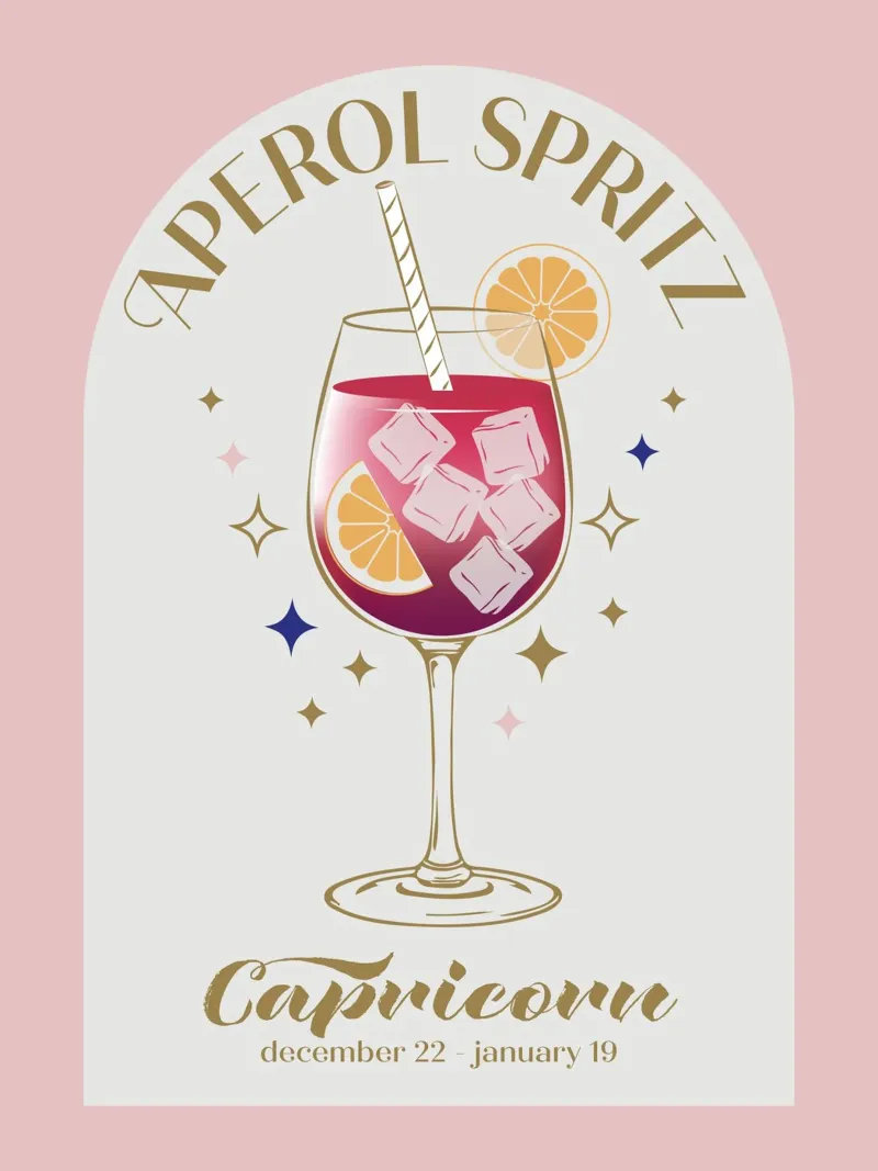 Aperol Spritz Cocktail Segno zodiacale poster con telaio in plastica da cafelab