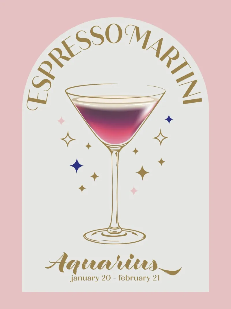 Espresso Martini Cocktail Zodiac Sign poster da cafelab