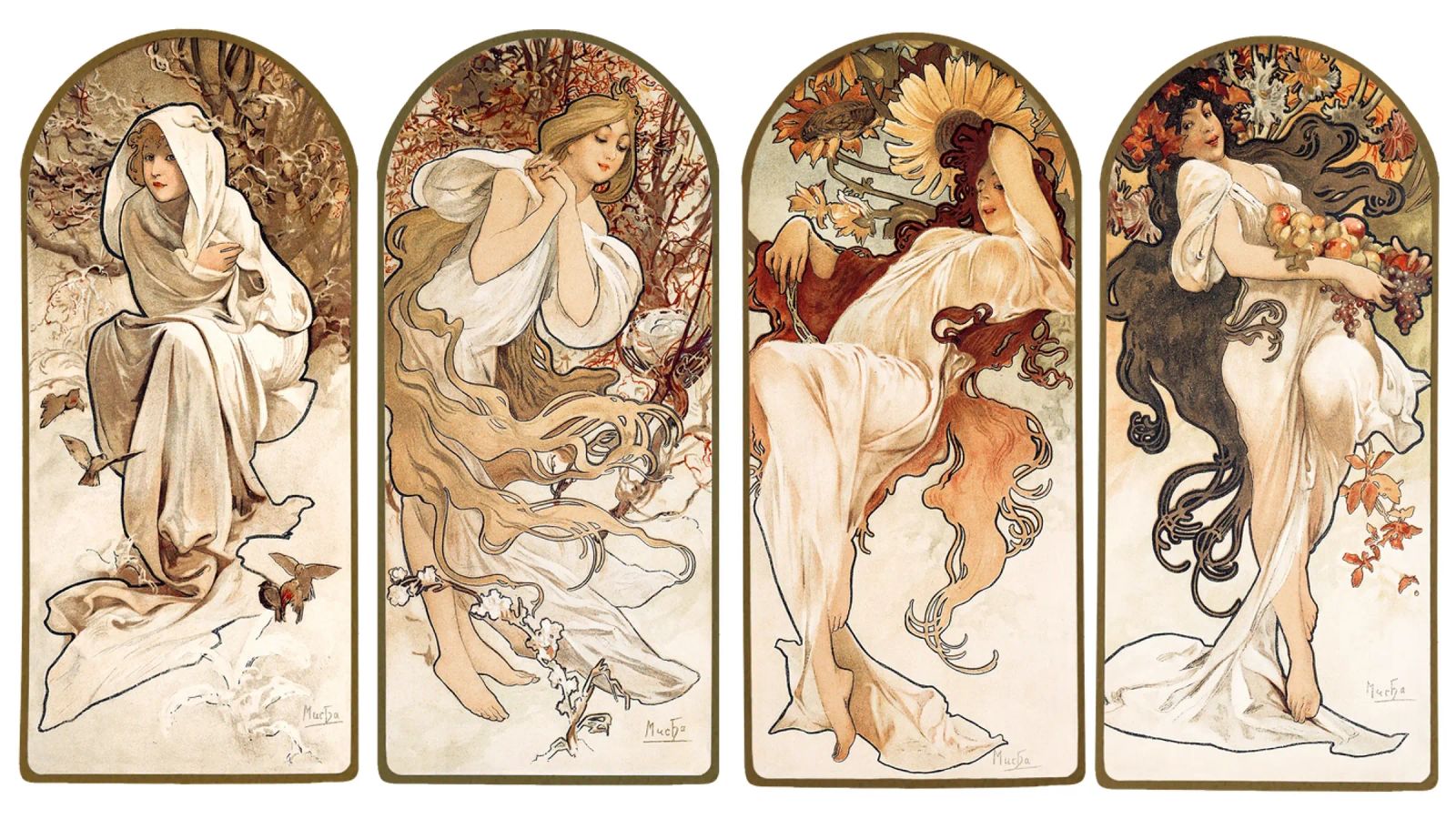 Alphonse Maria Mucha's The Seasons (1897). poster by Venus Art