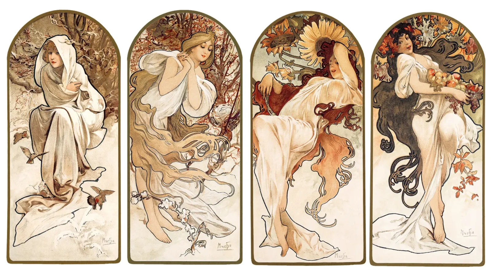 Le stagioni di Alphonse Maria Mucha (1897). pellicola backlit da Venus Art