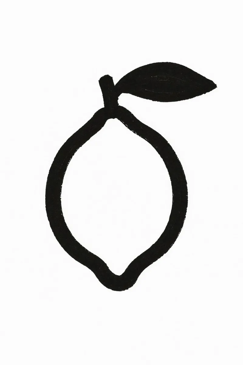 Limone dipinto a pennello in bianco e nero carta hahnemühle da Katja Stehle Design