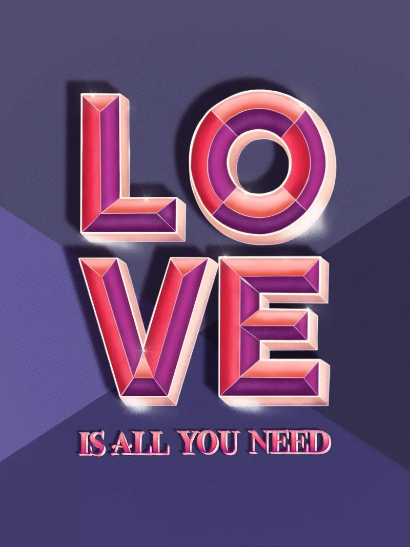 L'amore è tutto ciò che serve. Letteratura 3D a mano alluminio dibond da CalliLetters