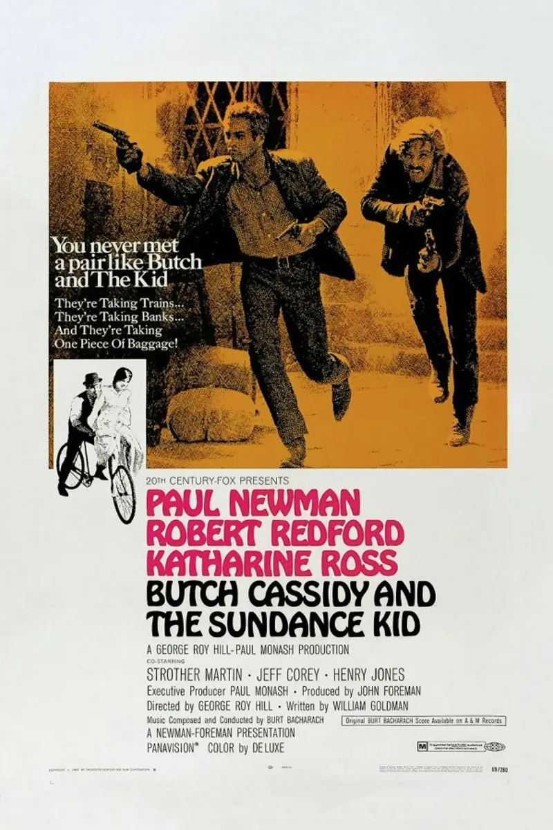 ‘Butch Cassidy and the Sundance Kid’ Retro Movie Poster pellicola backlit da Gallery Print and Art Limited