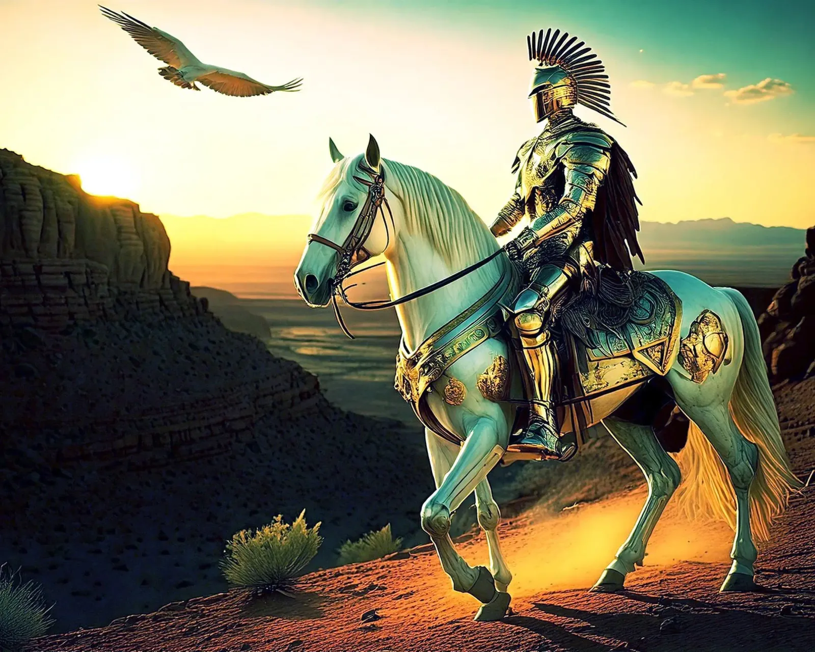 CHEVALIER SUR UN CHEVAL. VERT. plexiglass da Thierry vobmann photography