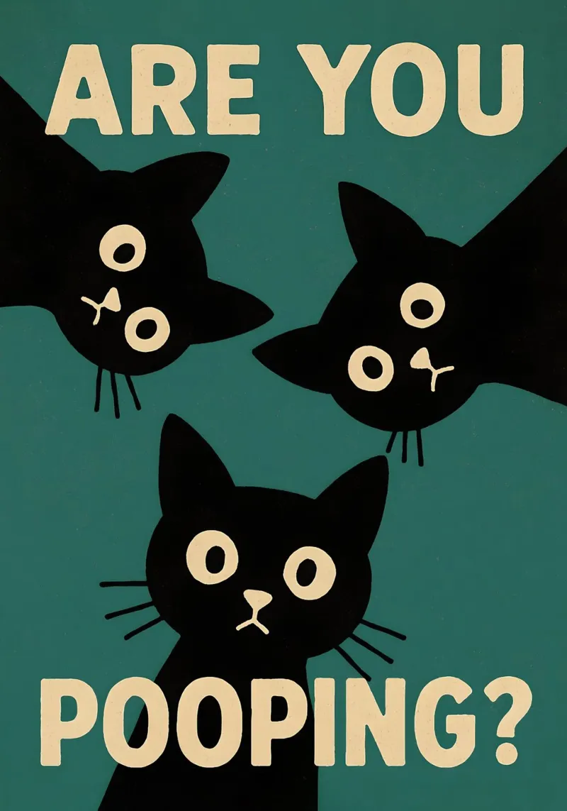 Poster gatto che fa la cacca - Poster igienico minimalista poster da Lootprint