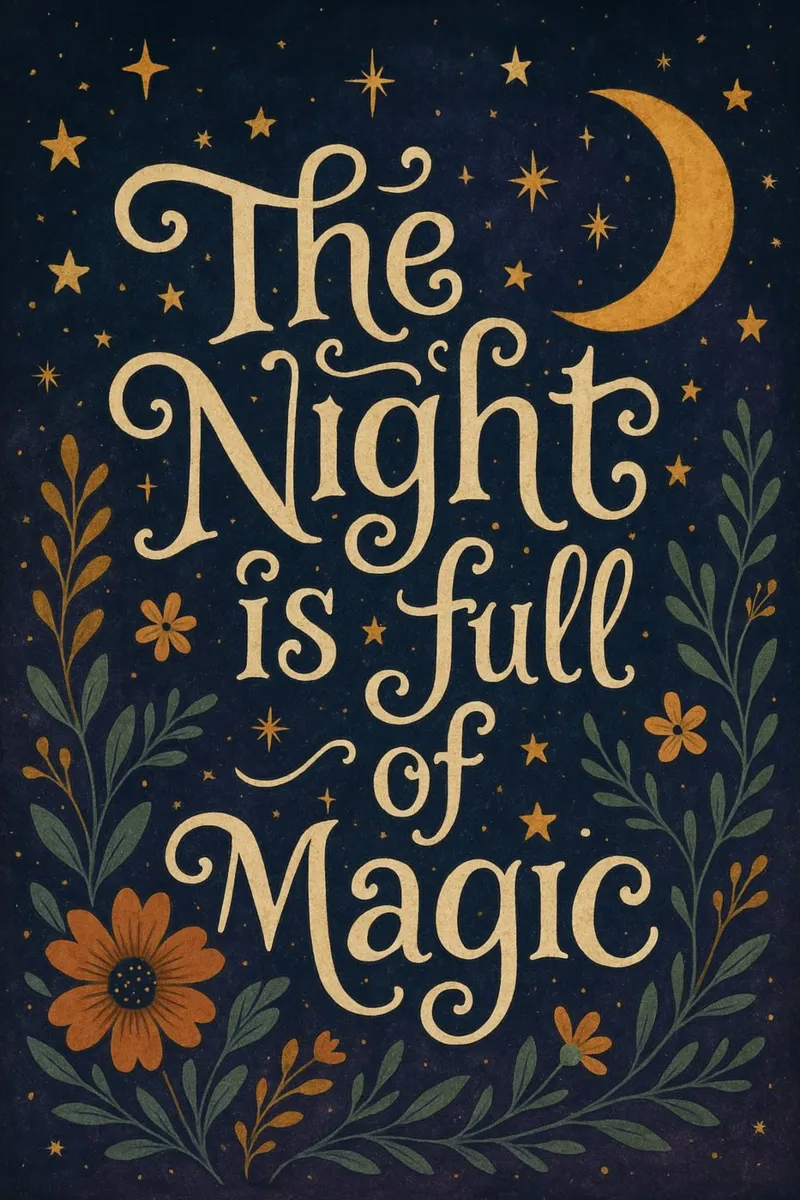 The Night is Full of Magic poster avec cadre en aluminium de Wall of Whispers