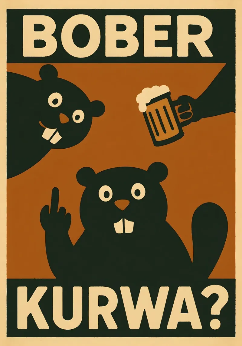 Drunk Bober Poster – Beer, Beaver, Kurwa poster con telaio in plastica da Lootprint