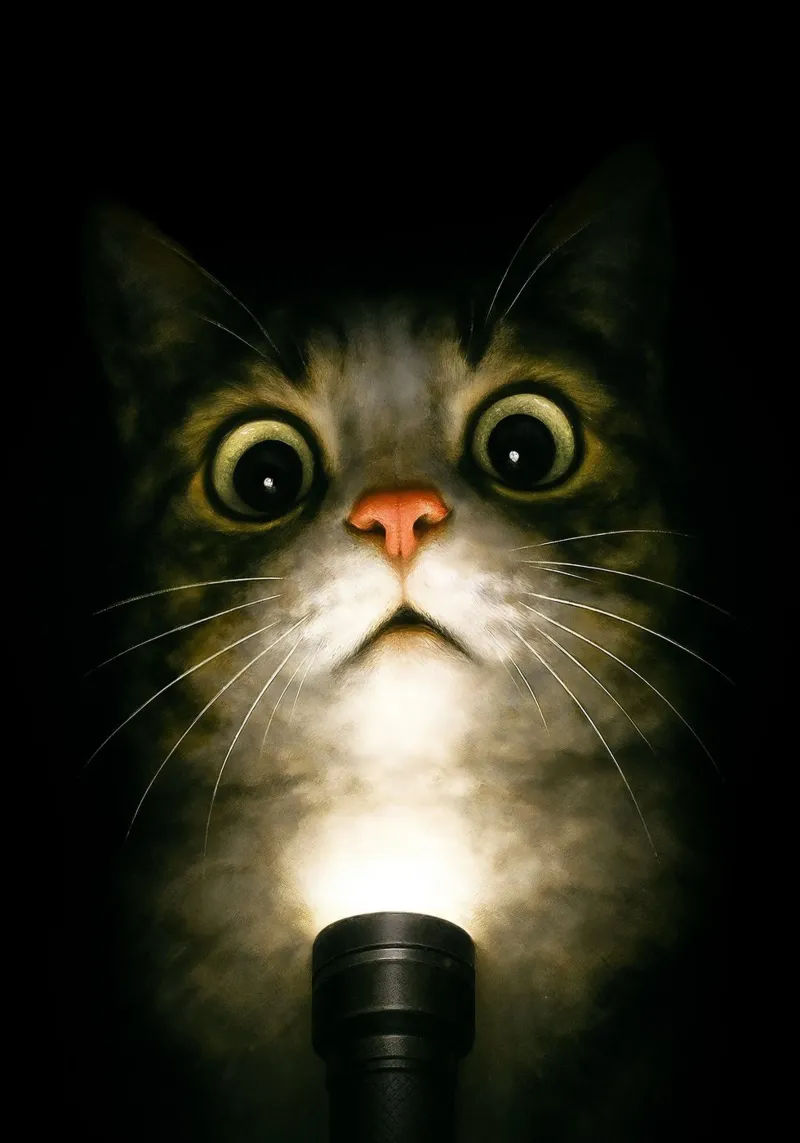 Meme del gato asustado - Cartel de terror con linterna poster de Lootprint