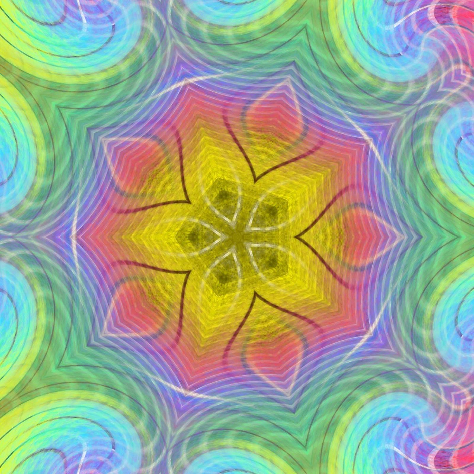 Kaleidoscope colour spectrum, star shape with wavy pattern hahnemühle by Gürsel Yesil Digital Art