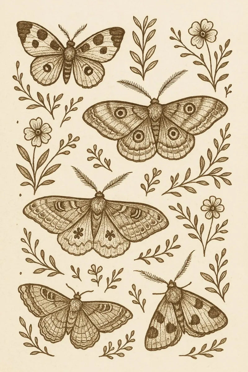 Vintage Moths poster con telaio in plastica da Gypsy Galleria