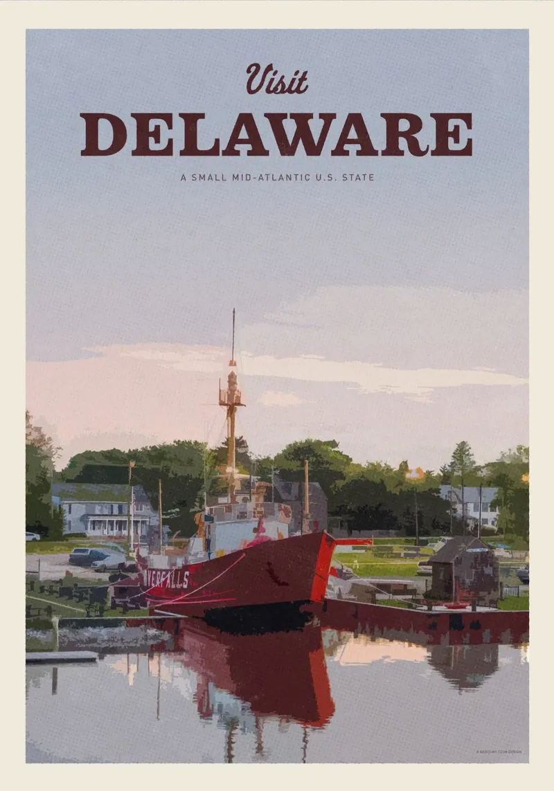Viaggio nel Delaware poster con telaio in alluminio da Mercury Club