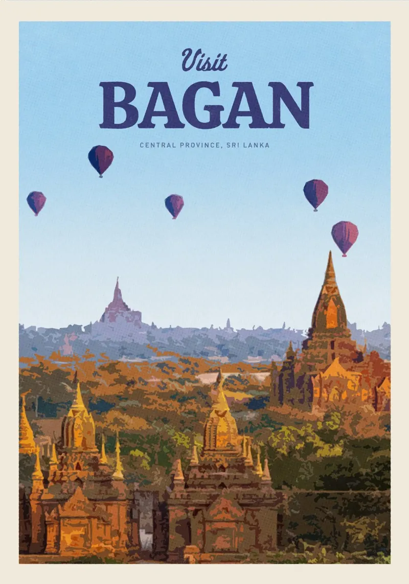 Viaggio a Bagan poster con telaio in plastica da Mercury Club