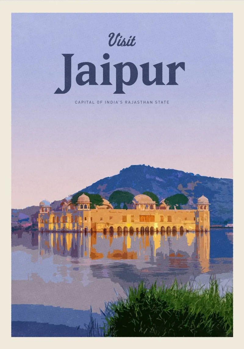 Viaggio a Jaipur poster con telaio in alluminio da Mercury Club