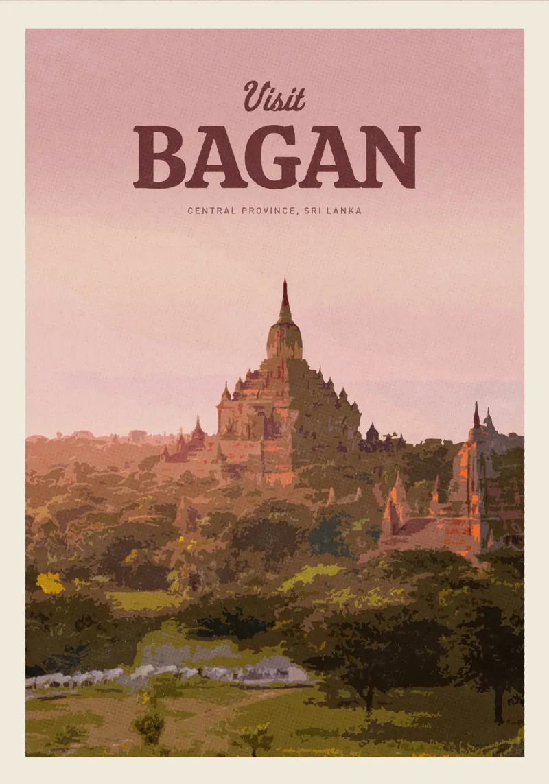 Viaggio a Bagan poster con telaio in plastica da Mercury Club