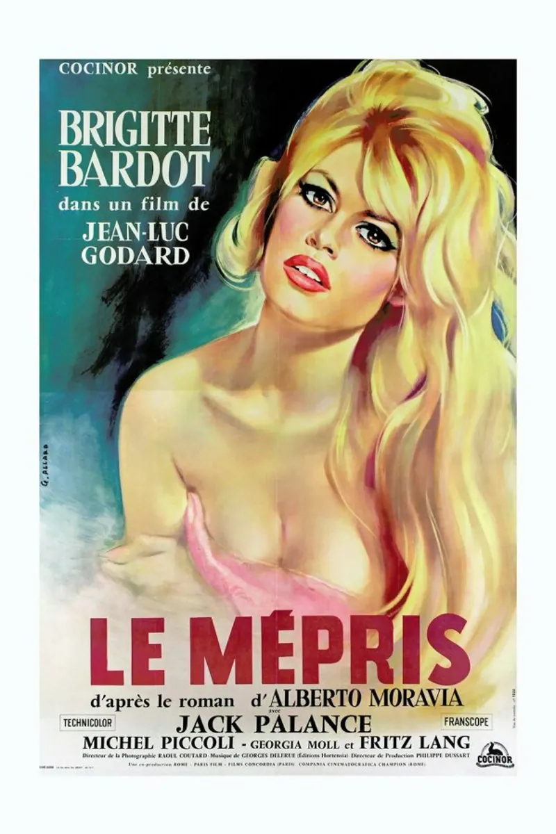 ‘Le Mepris’ Retro Movie Poster carta hahnemühle da Gallery Print and Art Limited