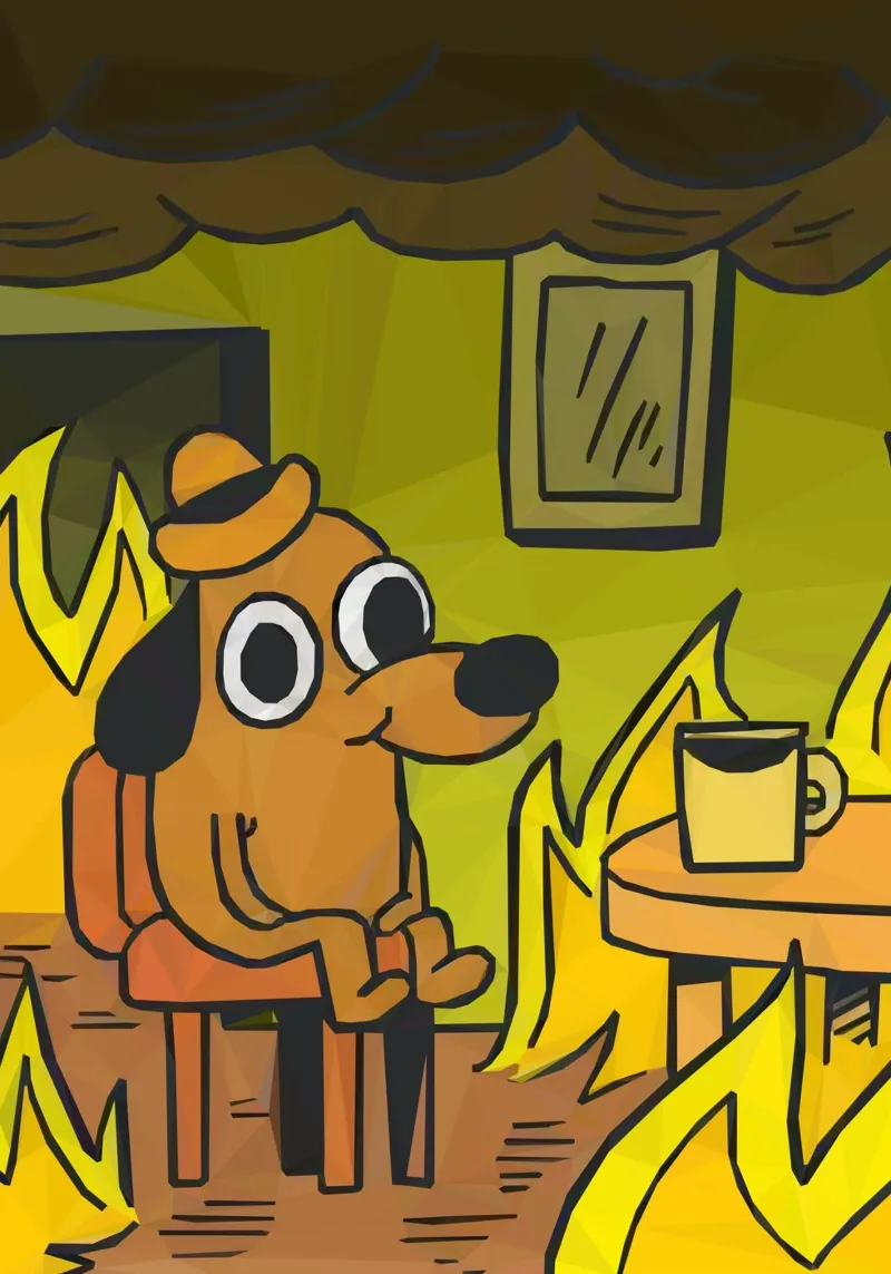 This is fine dog meme Hahnemühle von Low poly art